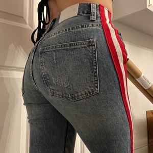 Pistola mom jeans red and white stripe